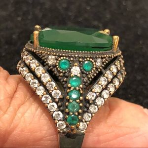 Turkish Handmade- ottoman Emerald -Sliver - 925-
